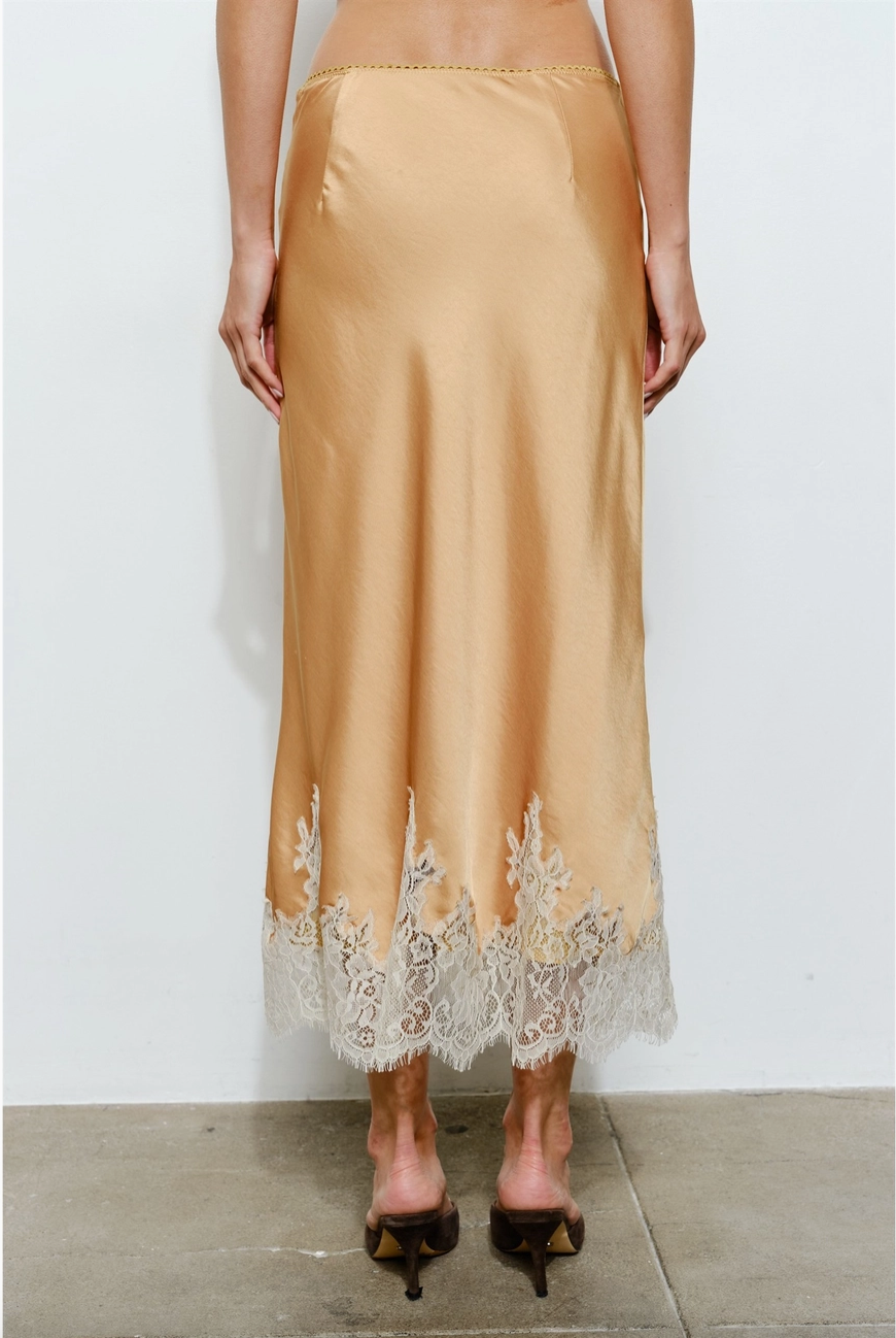 Camilla Satin & Lace Midi Slip Skirt