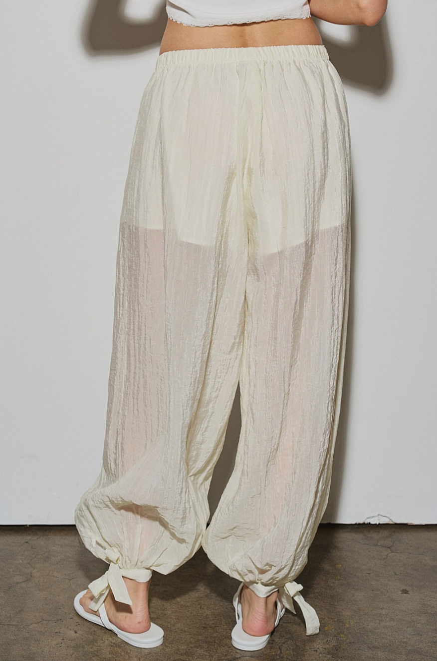 Back close-up of Willow Balloon Pant showing sheer texture and balloon volume.