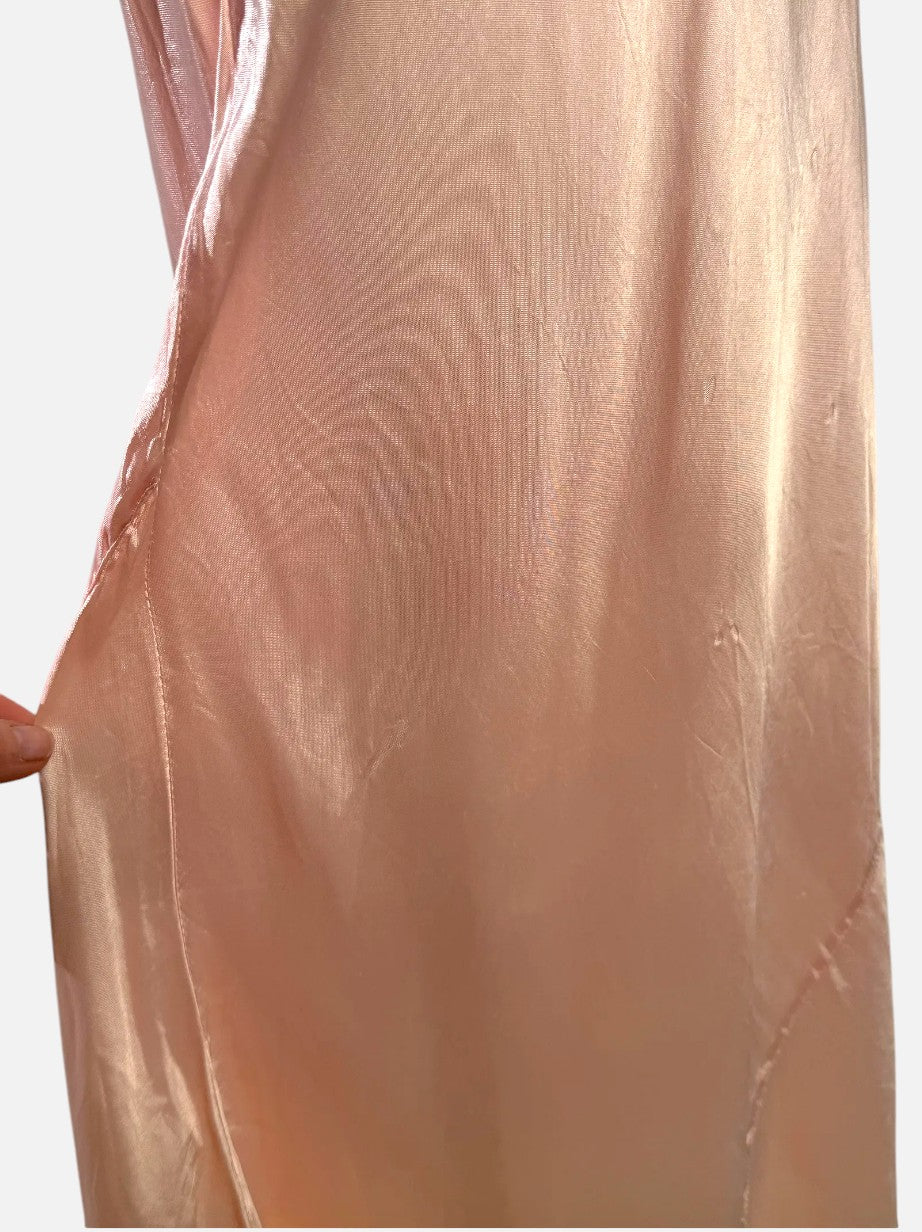 Vintage 1930s Blush Pink Satin Bias Cut Slip Dress