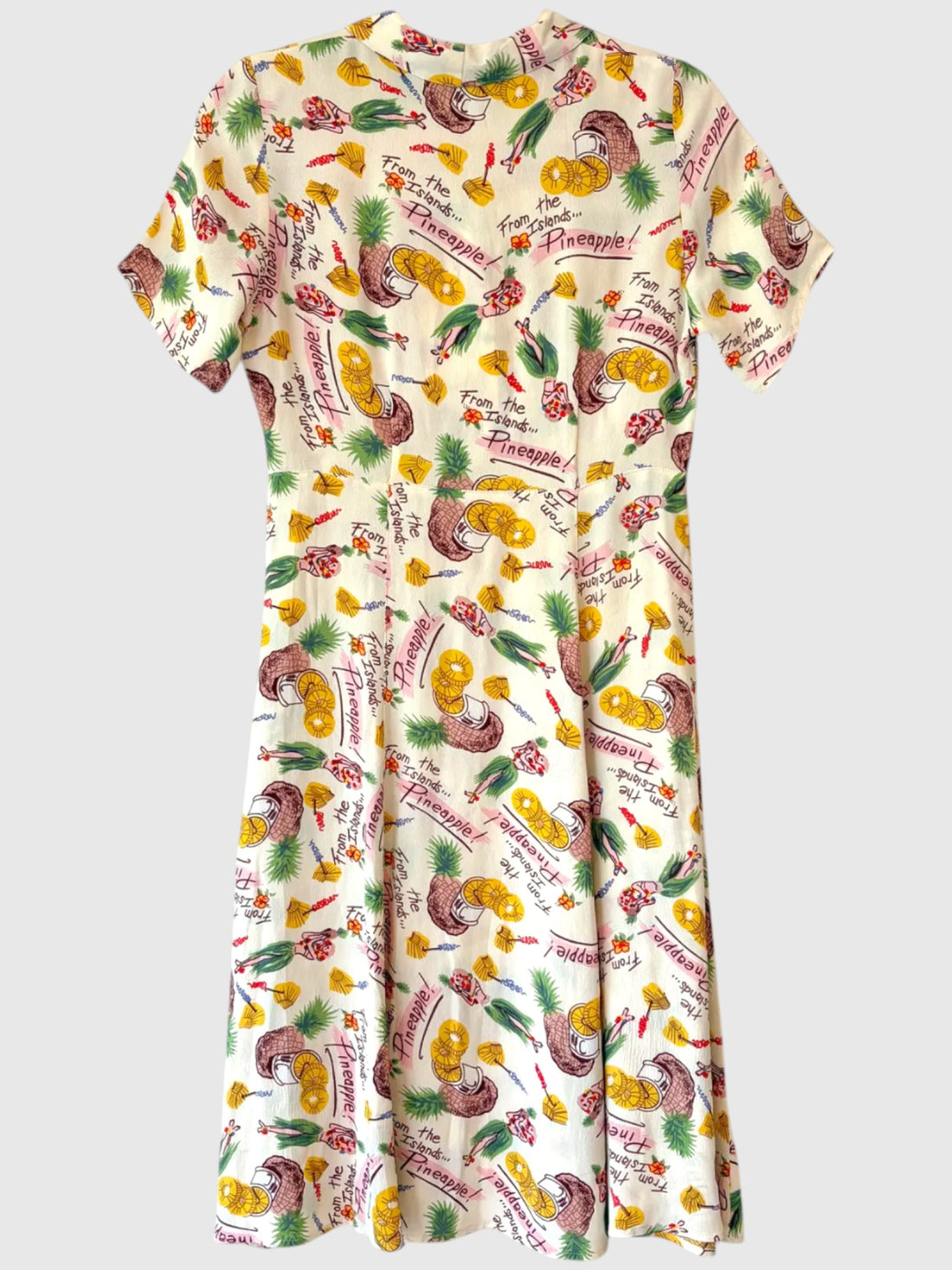 Vintage 1980s Loco Linda Pineapple Rayon Dress