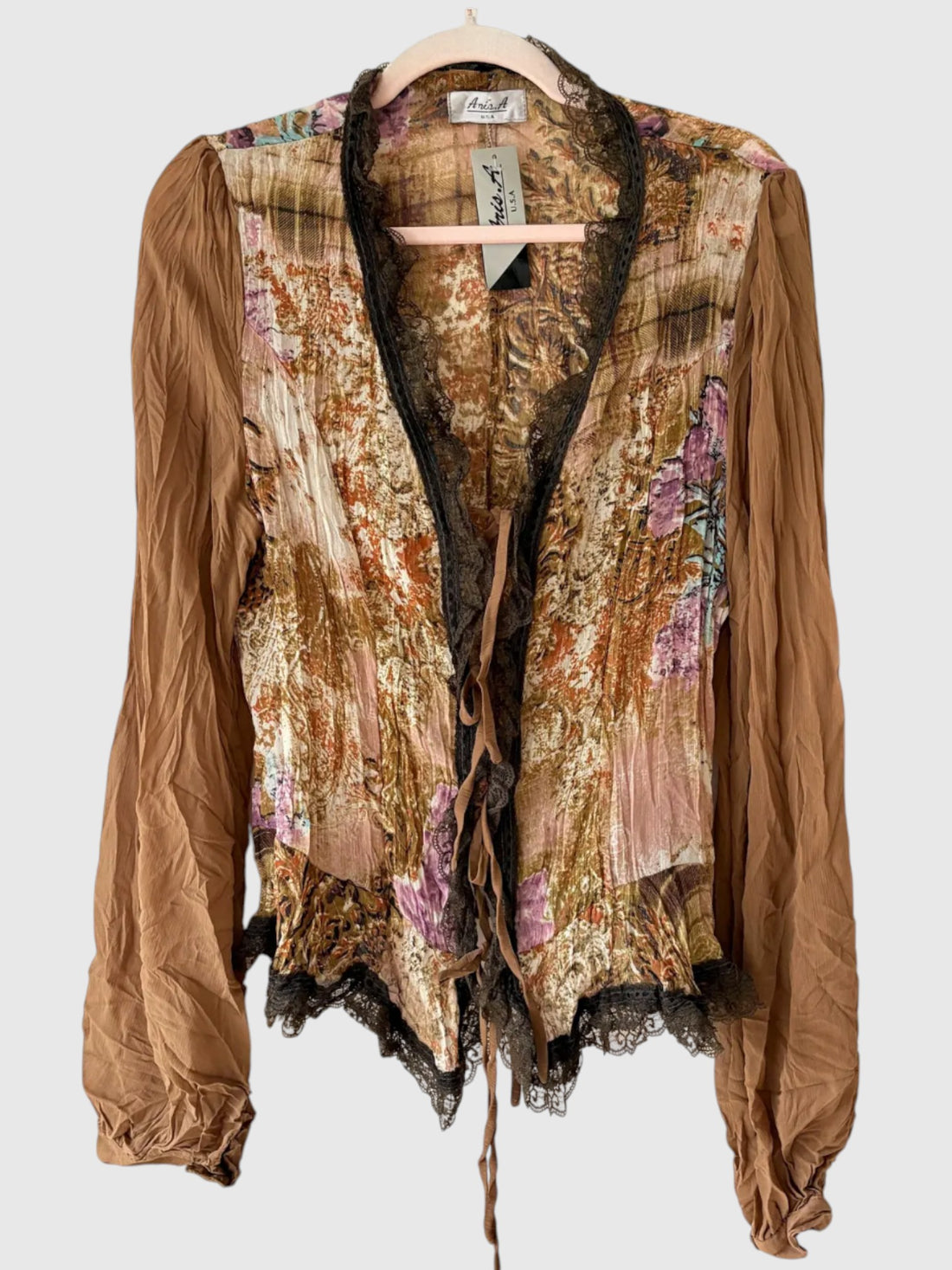 Vintage Y2K Aris. A Patchwork Lace Two-Piece Skirt Set