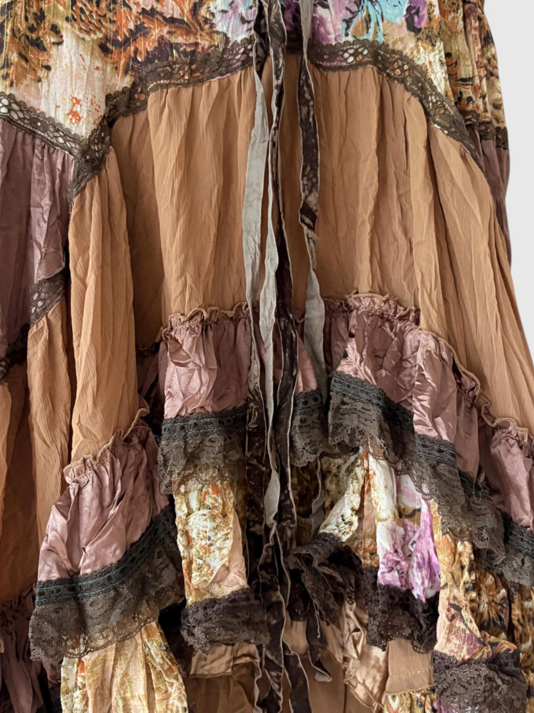 Vintage Y2K Aris. A Patchwork Lace Two-Piece Skirt Set