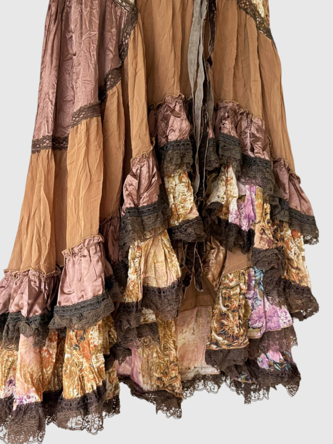 Vintage Y2K Aris. A Patchwork Lace Two-Piece Skirt Set