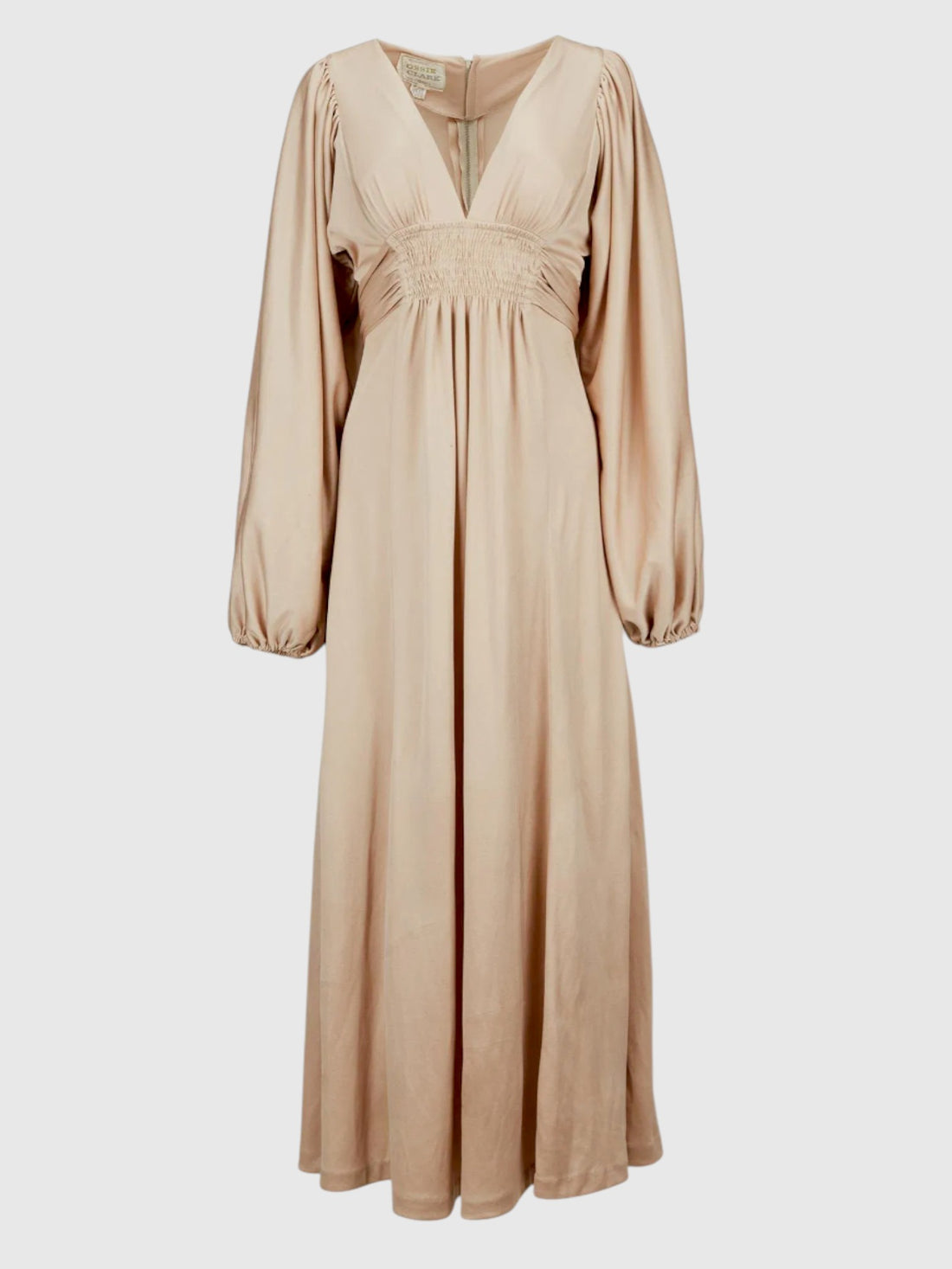 1970s Ossie Clark for Radley Champagne Taupe Maxi Dress