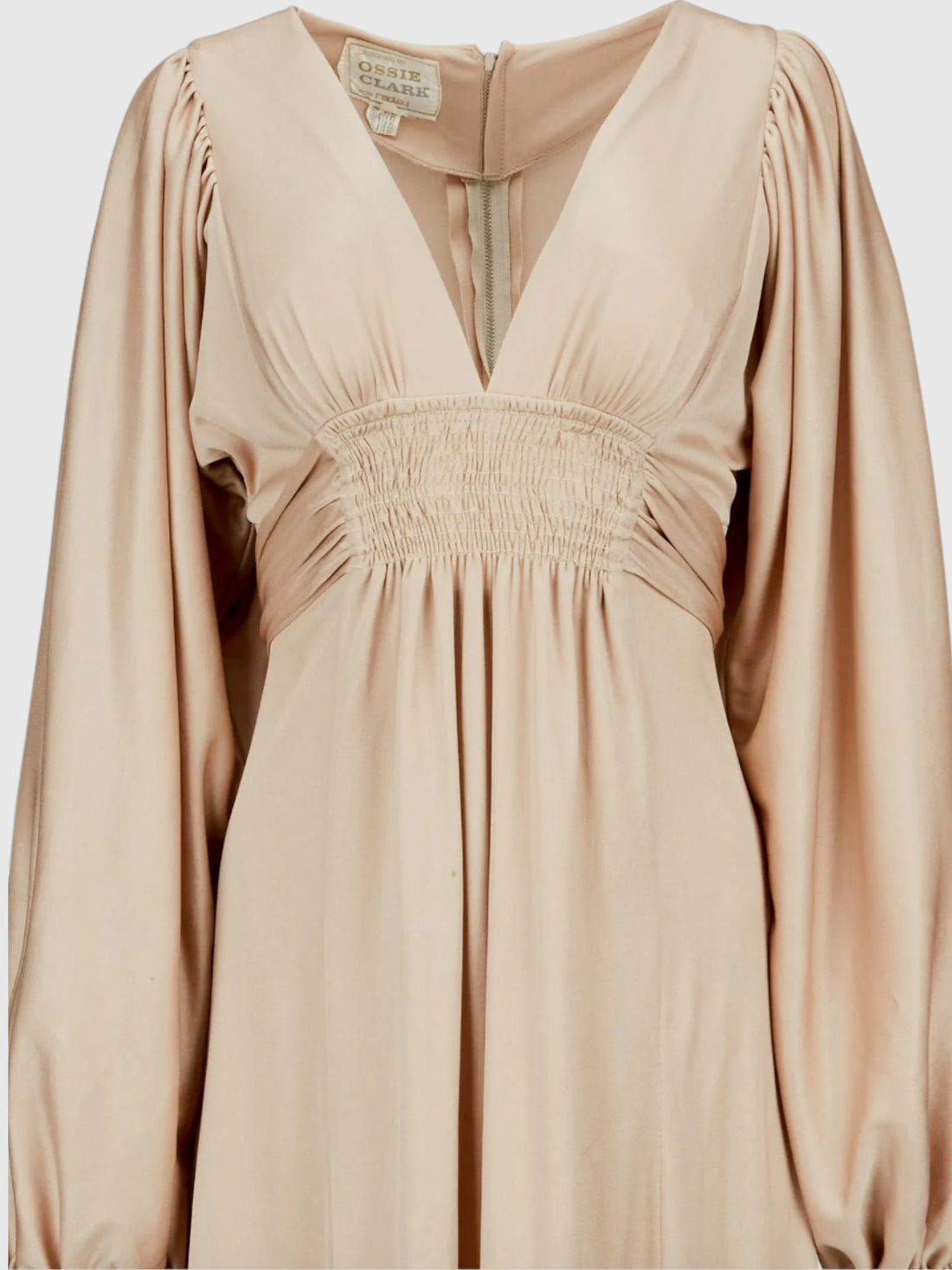 1970s Ossie Clark for Radley Champagne Taupe Maxi Dress