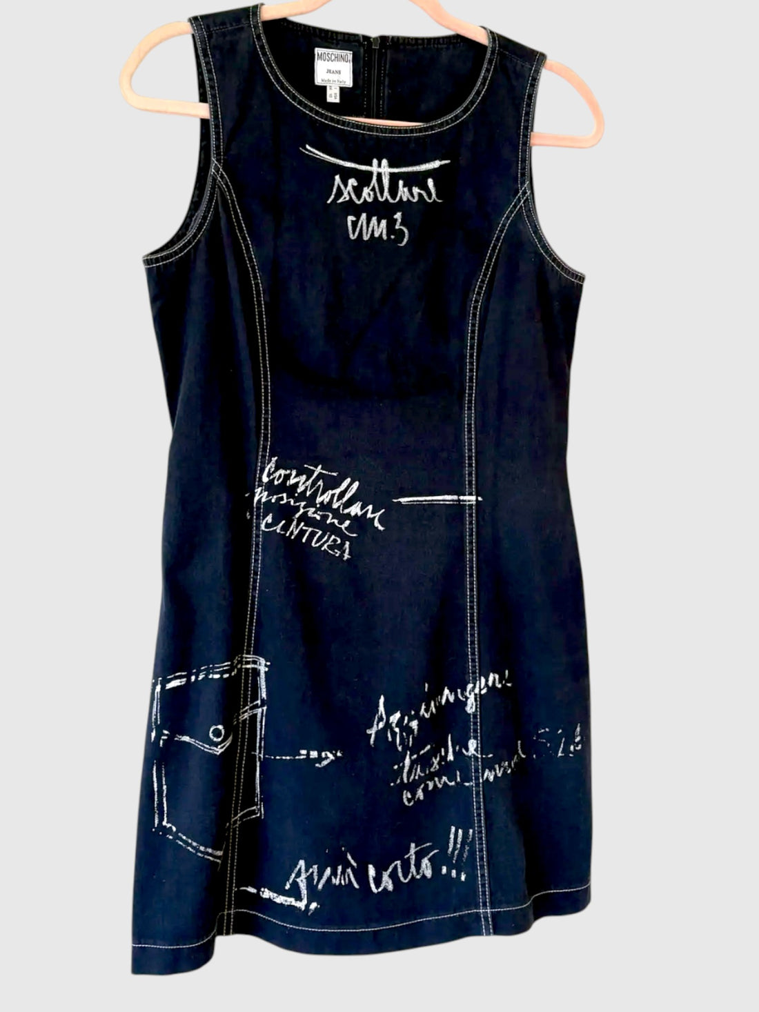 Vintage Moschino Jeans fitted denim mini dress with contrast topstitching