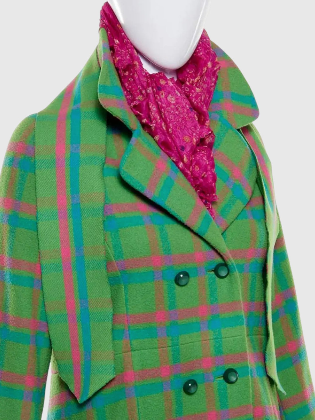 1960s Iris Apfel Estate Green Plaid Wool Coat & Trouser Set