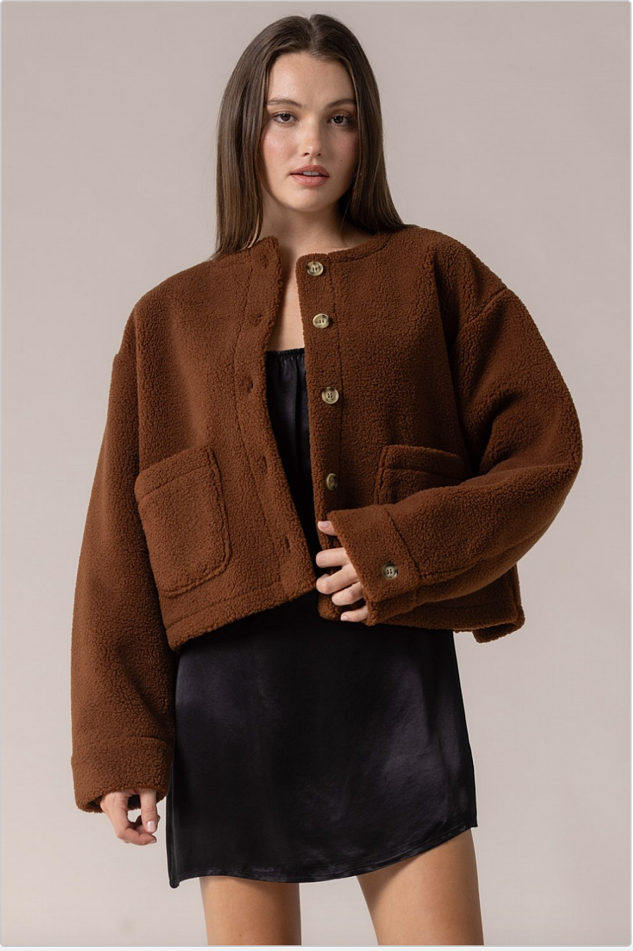 Genai Oversized Boucle Teddy Coat