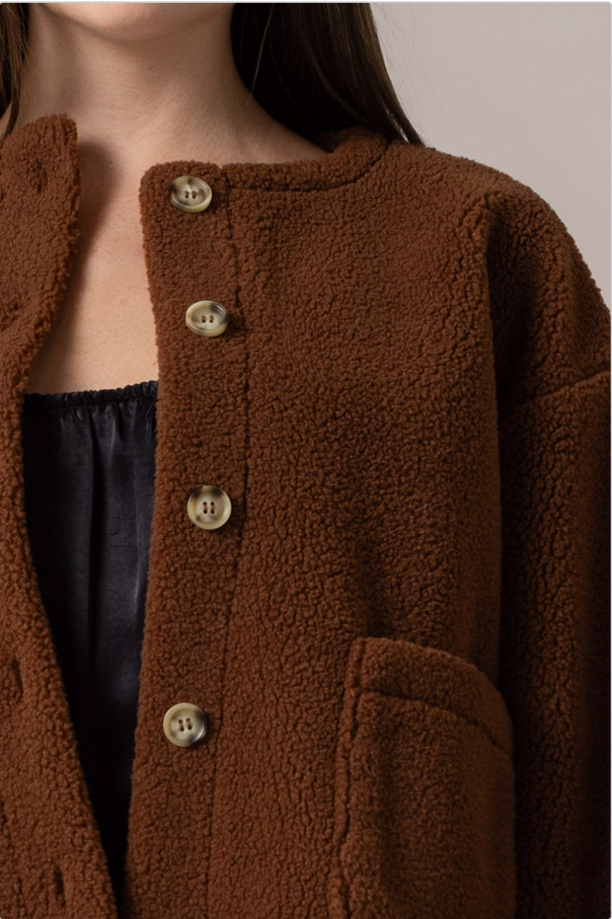 Genai Oversized Boucle Teddy Coat
