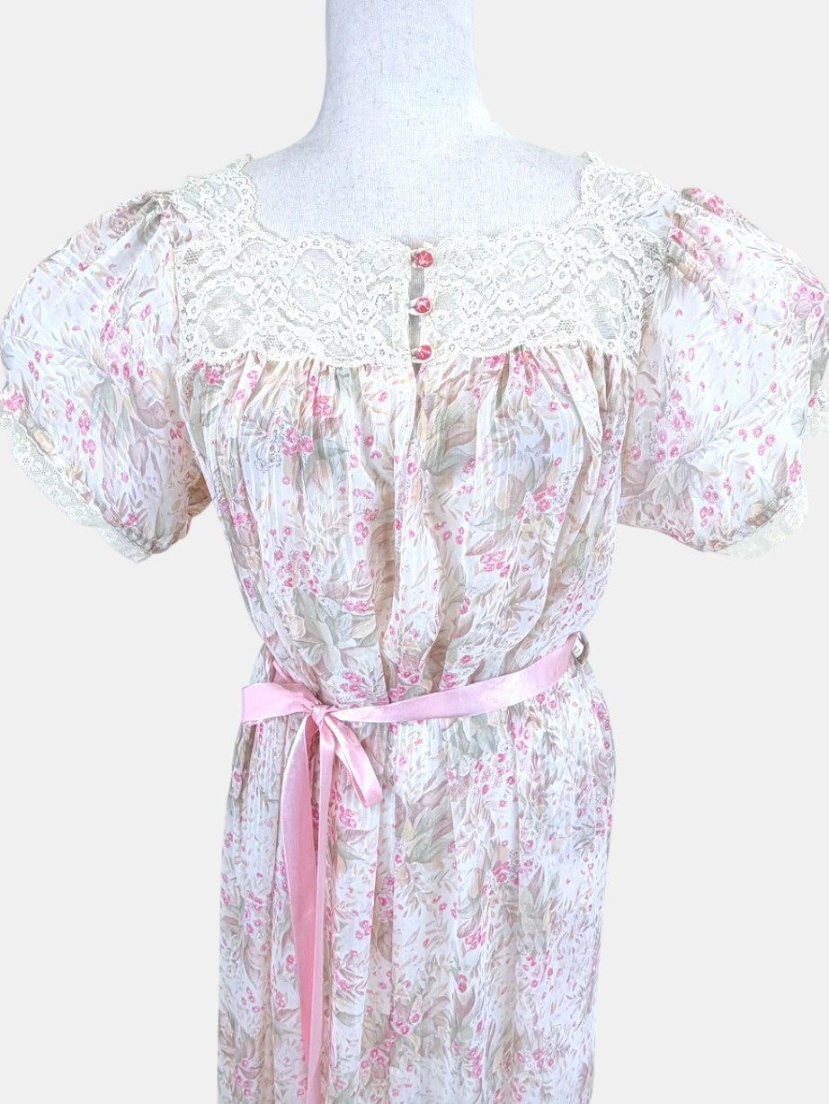Vintage Christian Dior Silk Floral Lace Boudoir Dres