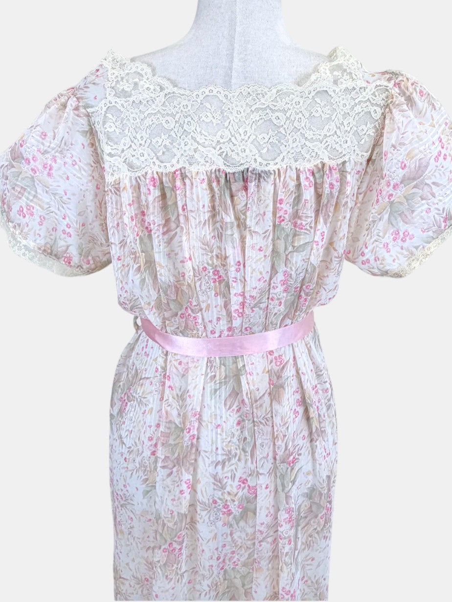 Vintage Christian Dior Silk Floral Lace Boudoir Dres