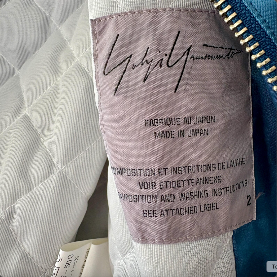 Vintage Y’s Yohji Yamamoto grey woven interior designer label closeup