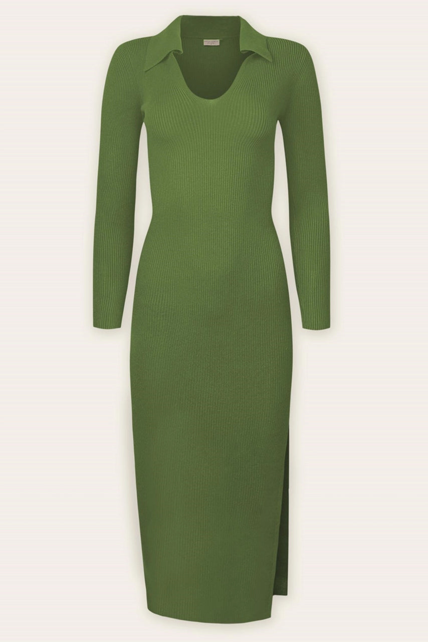 Hug Me Ribbed Collared Midi Dress Resurrection Hug Me Ribbed Collared Midi Dress Resurrection