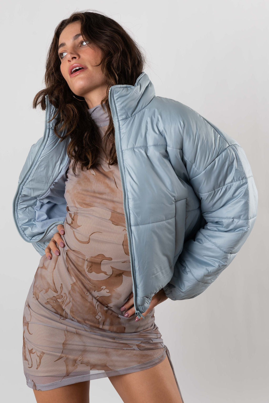Aspen With Love Puffer Jacket In Ice Blue – Resurrection