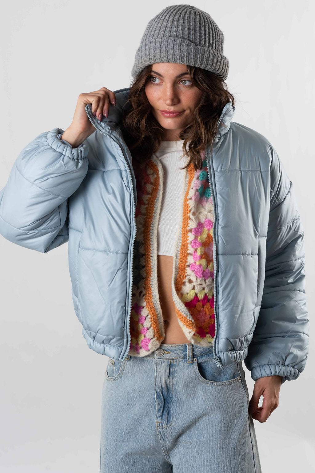 Aspen With Love Puffer Jacket In Ice Blue