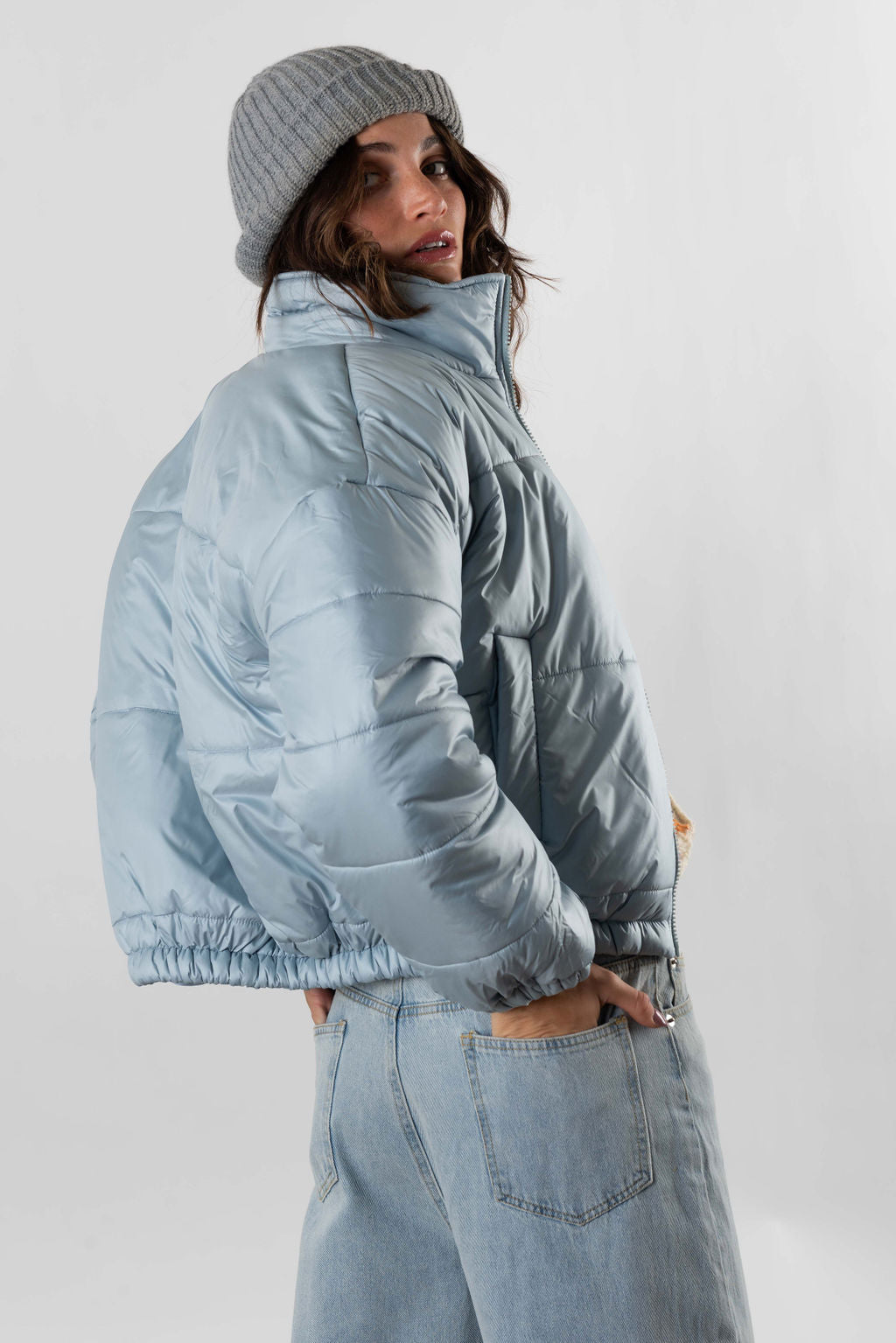 Aspen With Love Puffer Jacket In Ice Blue – Resurrection