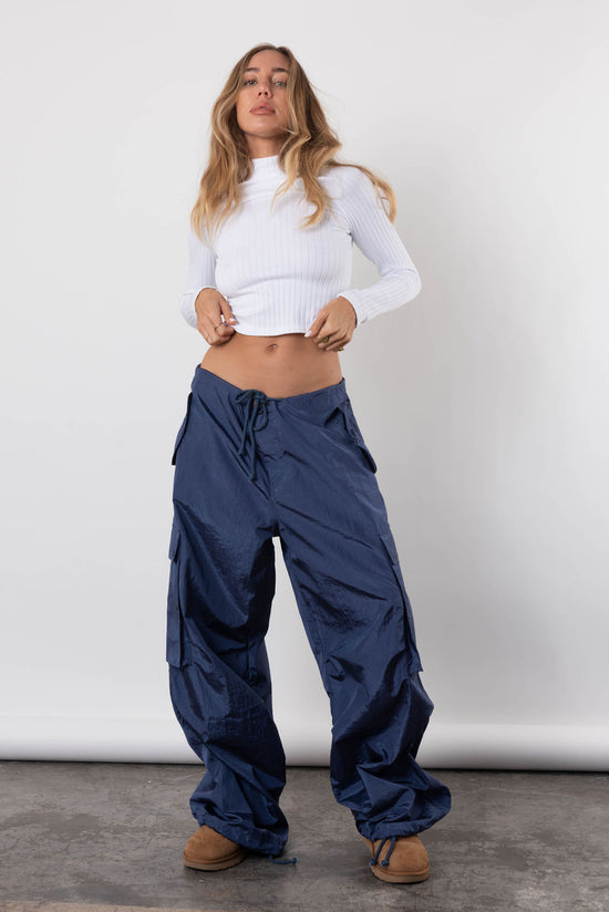 Take Me Back Parachute Pant In Midnight Blue – Resurrection