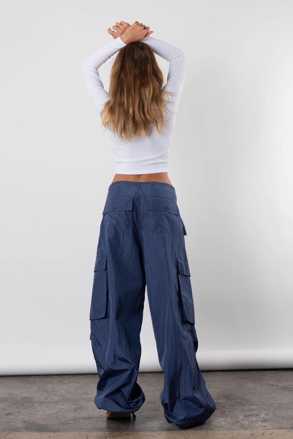 Take Me Back Parachute Pant In Midnight Blue