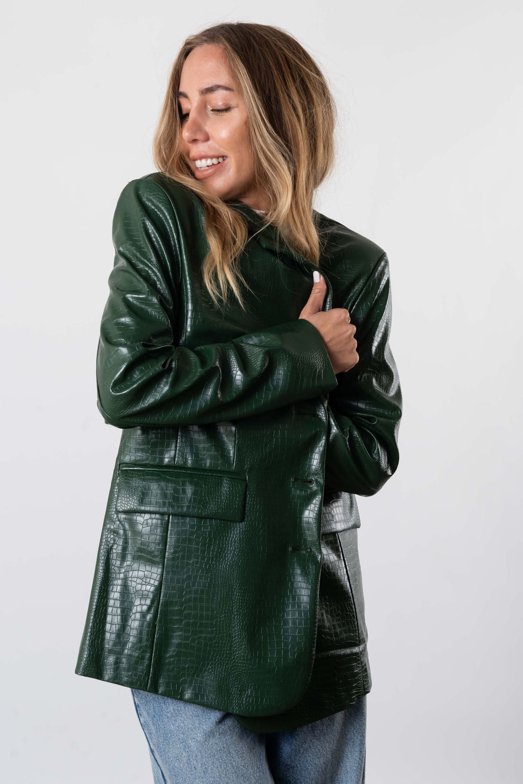 She's An Icon Faux Leather Blazer