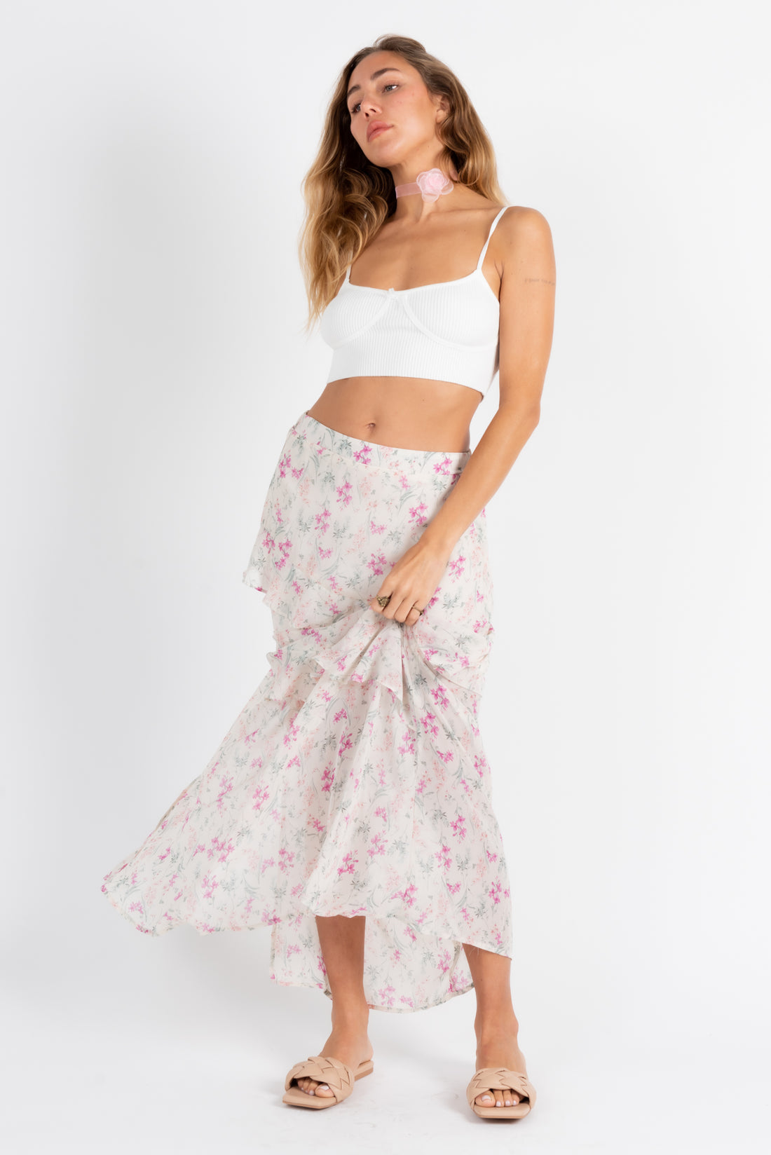 Blooms Floral Tiered Ruffle Maxi Skirt/Dress
