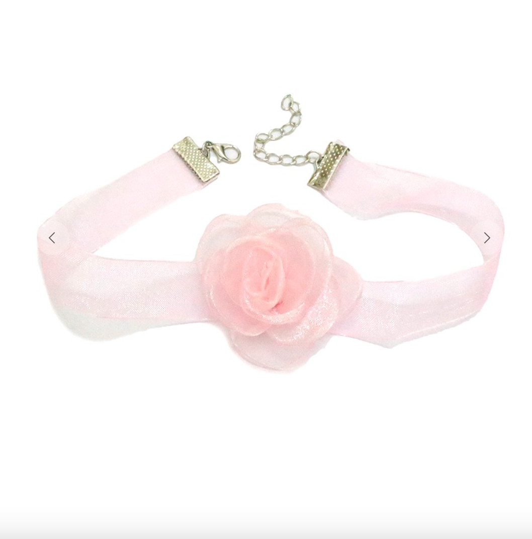 Love, Rosie 3D Flower Choker Necklace In Pink