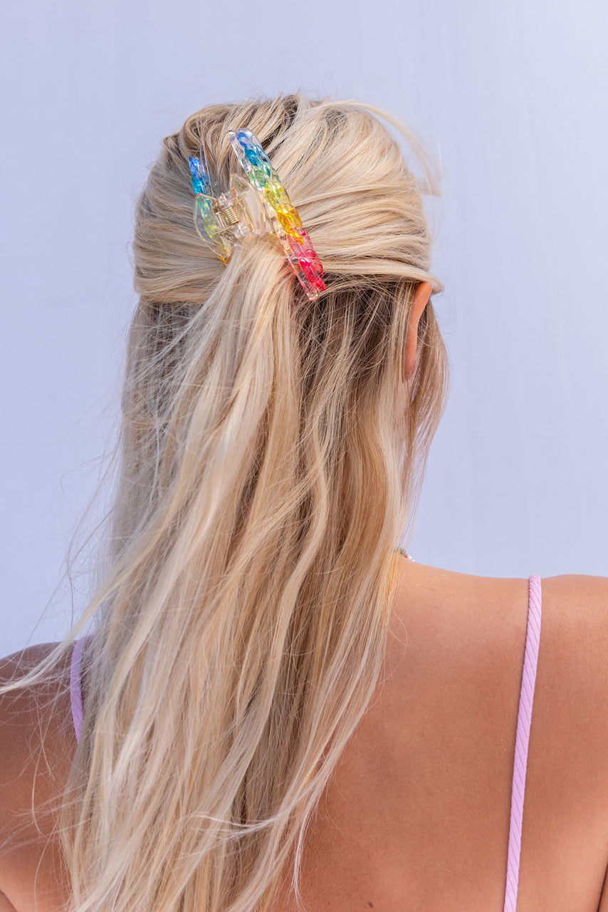 Summer Sun Hair Clip-Claw In Rainbow