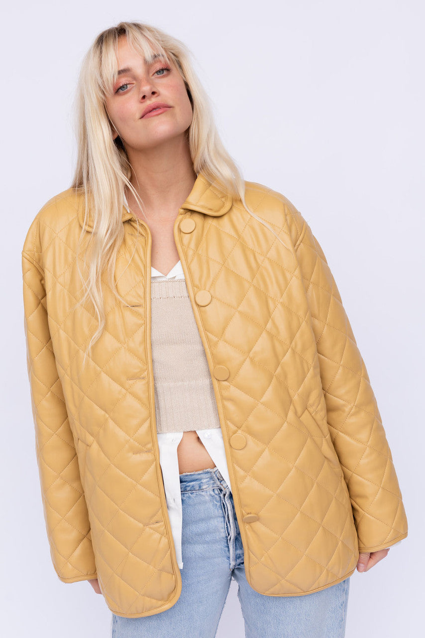 Amare Quilted Leather Jacket-Coat