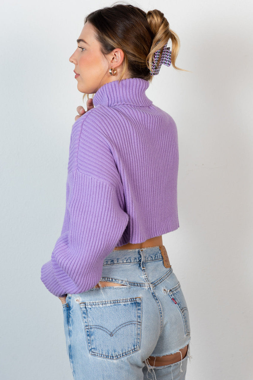 Lighter Days Roll Neck Sweater In Lavender