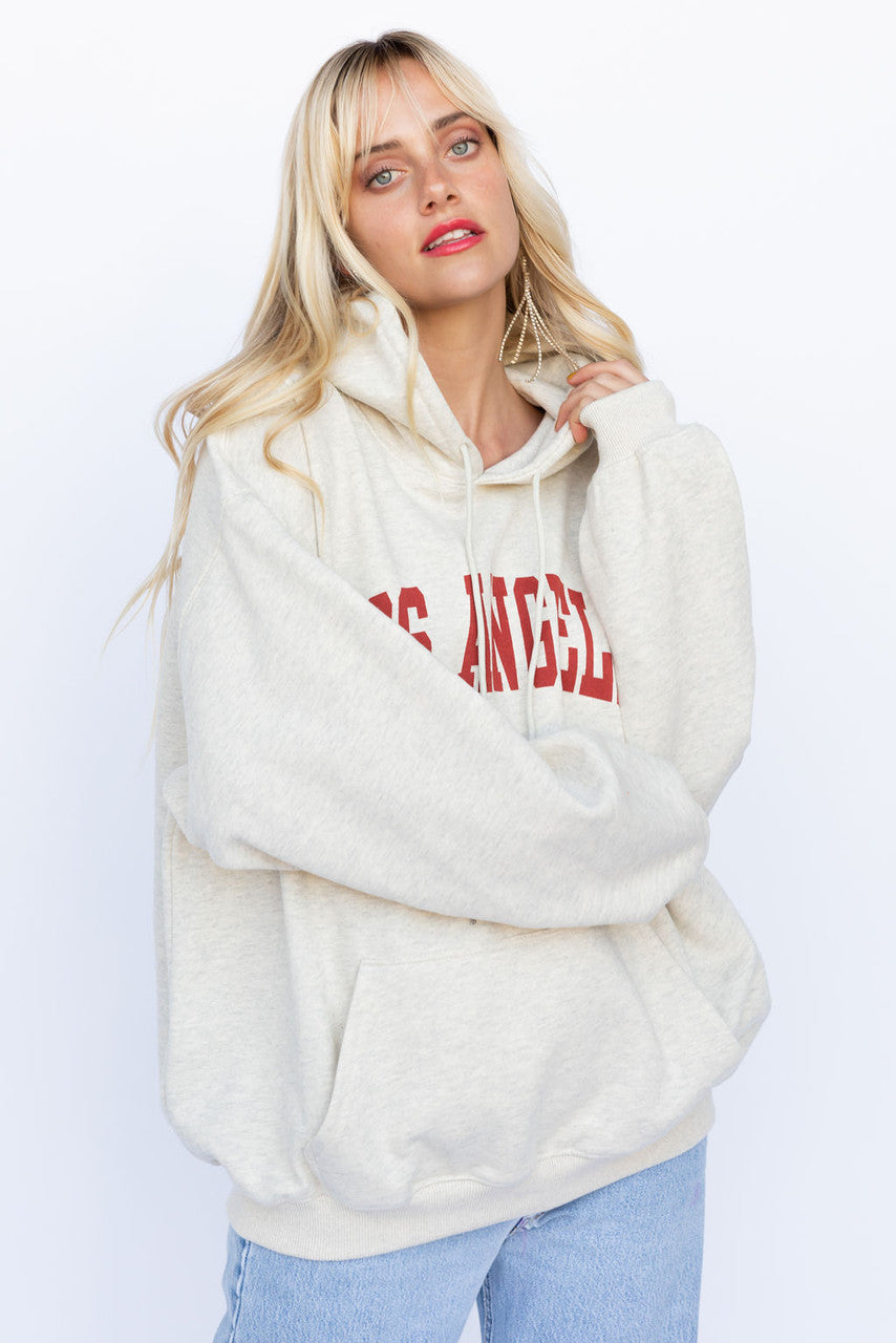 Los Angeles Dreamin' Hooded Sweatshirt In Heathered Neutral