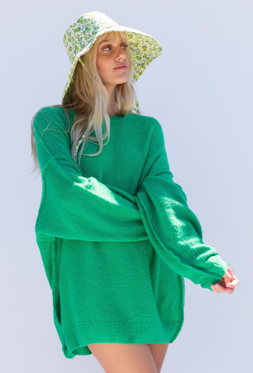 Sea Glass Oversized Sweater In Green