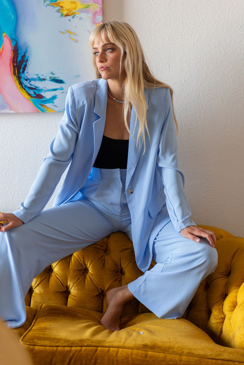CALIstyle She's The Girl Blazer In Soft Blue