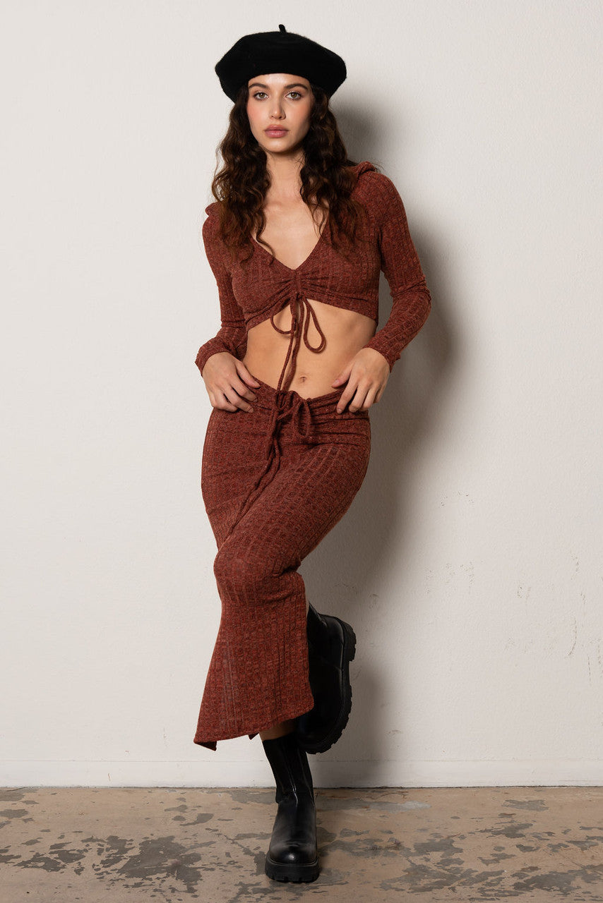 French Vibes Only Knit Set In Rust 