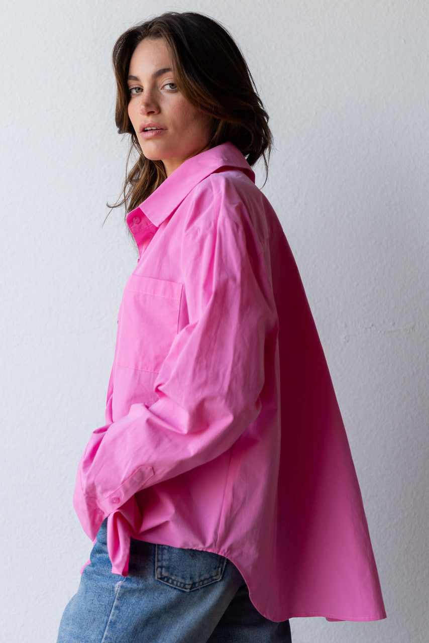 Not Your Boyfriends Oversized Button Down Shirt In Pink