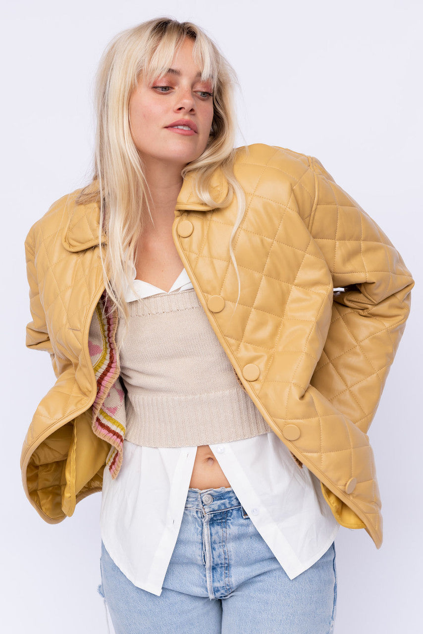 Amare Quilted Leather Jacket-Coat