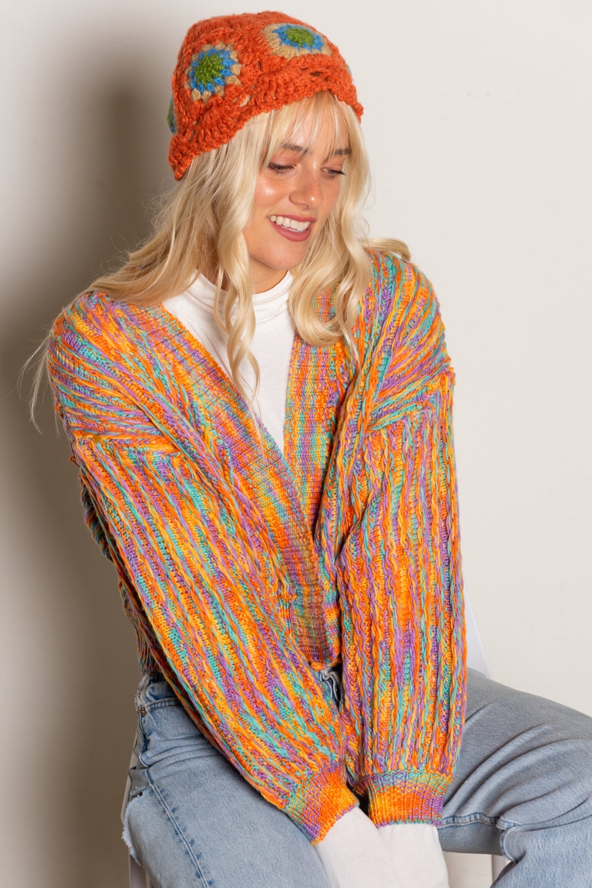 70's Feels Crochet Knit Beanie-Cap