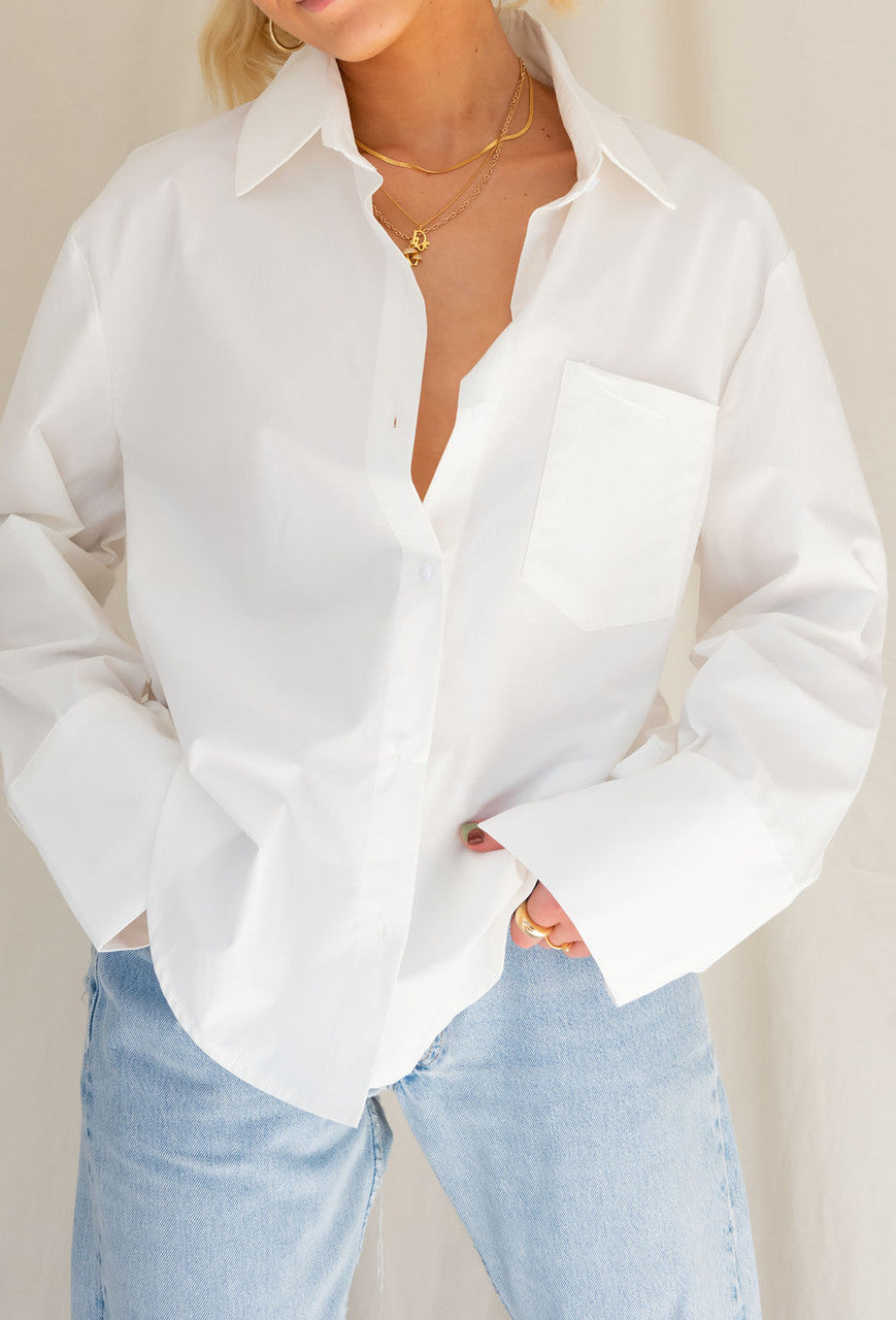 Not Your Boyfriends Oversized Button Down Shirt In White
