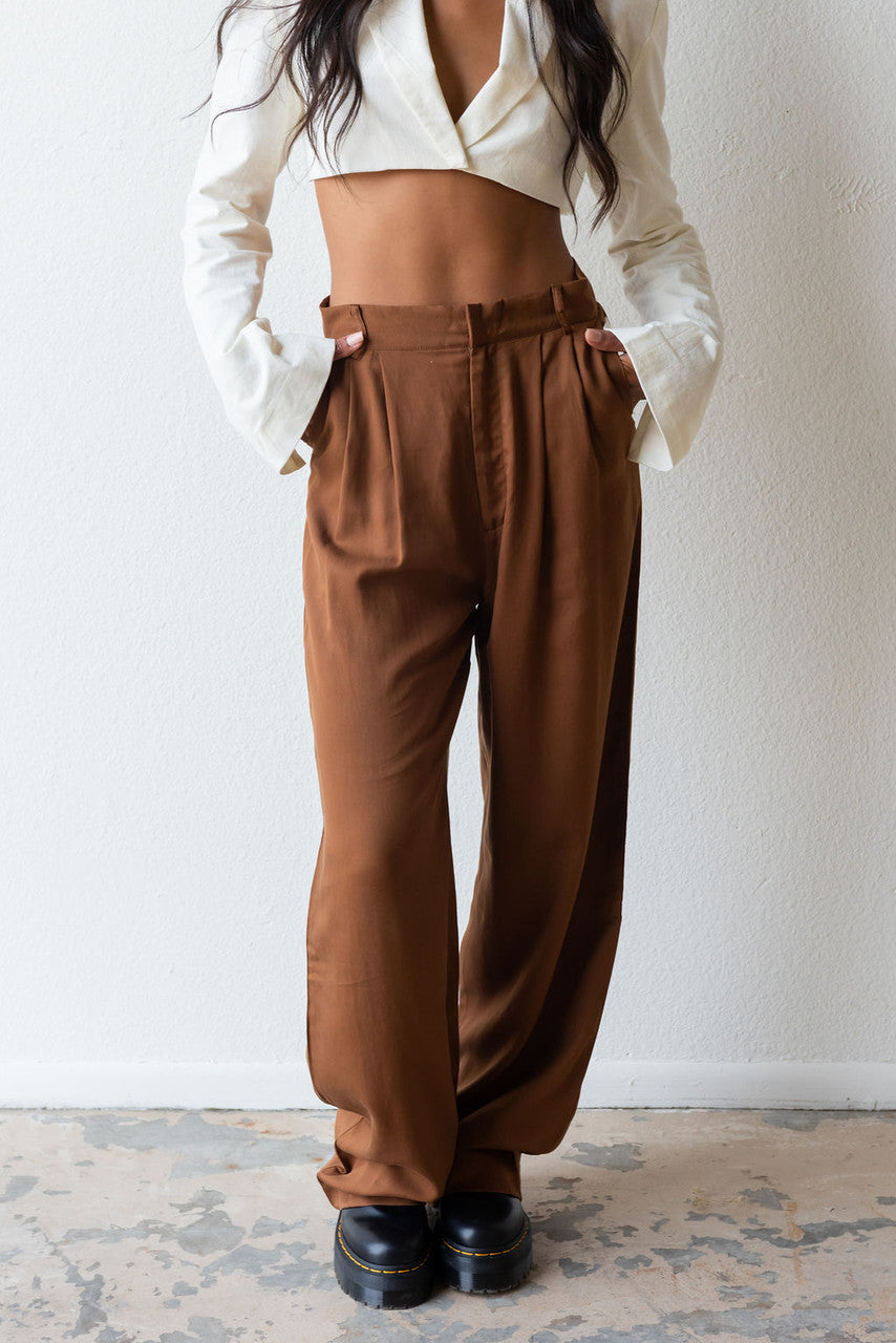 CALIstyle Giselle Trouser Pant In Chocolate Brown