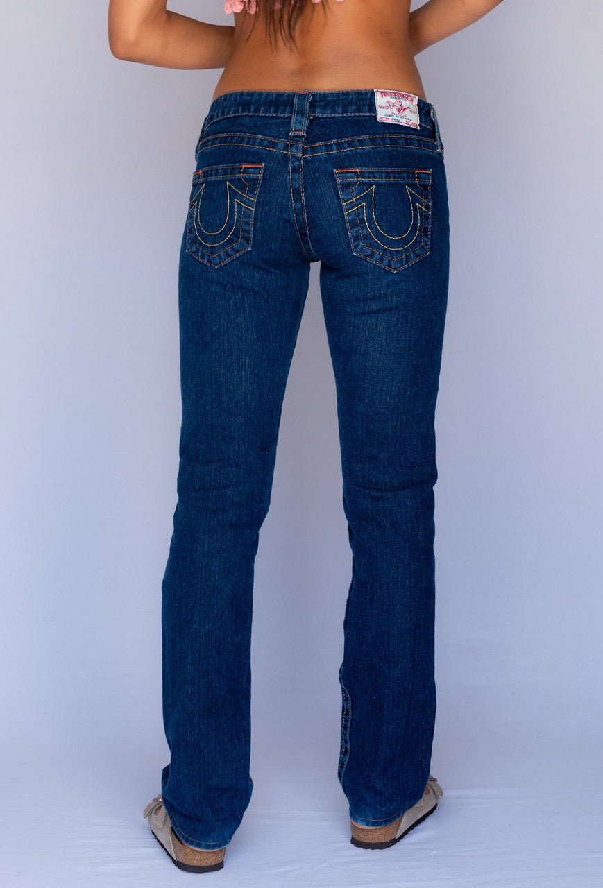 Vintage True Religion Logan Dark shops Wash Distressed Slouchy Skinny Horseshoe Jeans