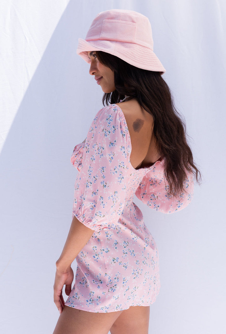 From The Heart Cut Out Mini Dress In Pink Floral
