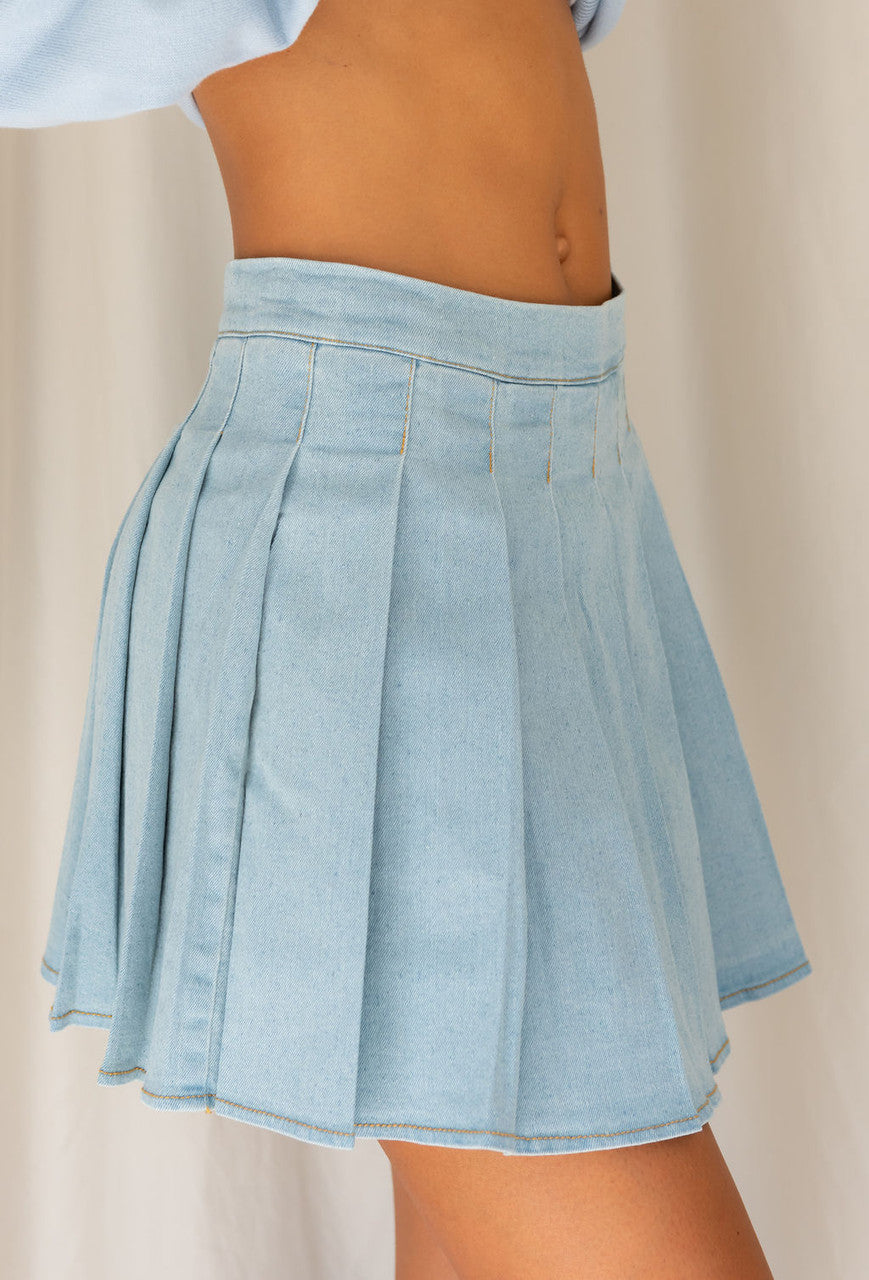 Give Me A Sign Pleated Mini Skirt