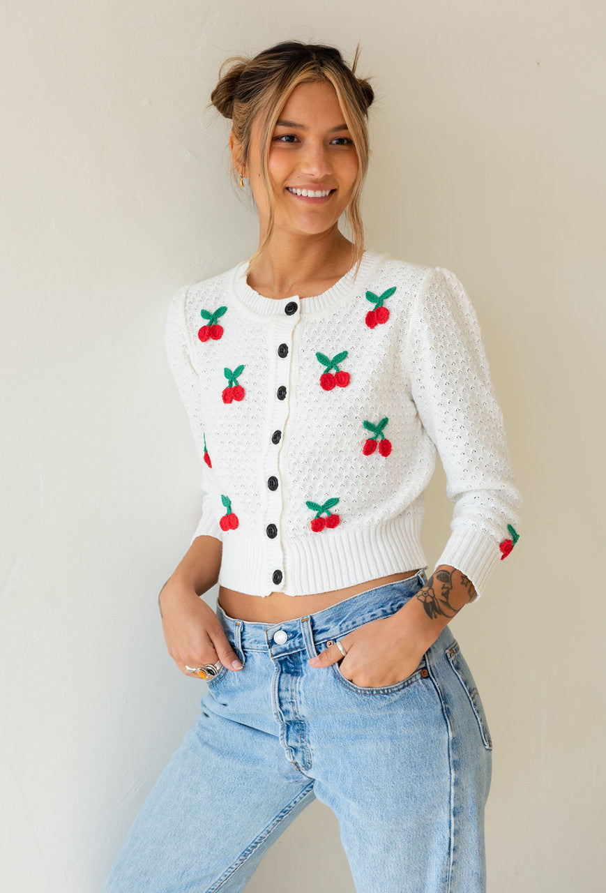 Cherry on sale print cardigan