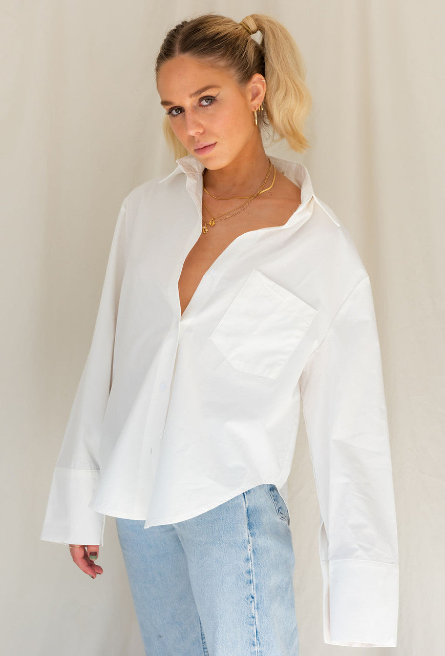 Not Your Boyfriends Oversized Button Down Shirt In White