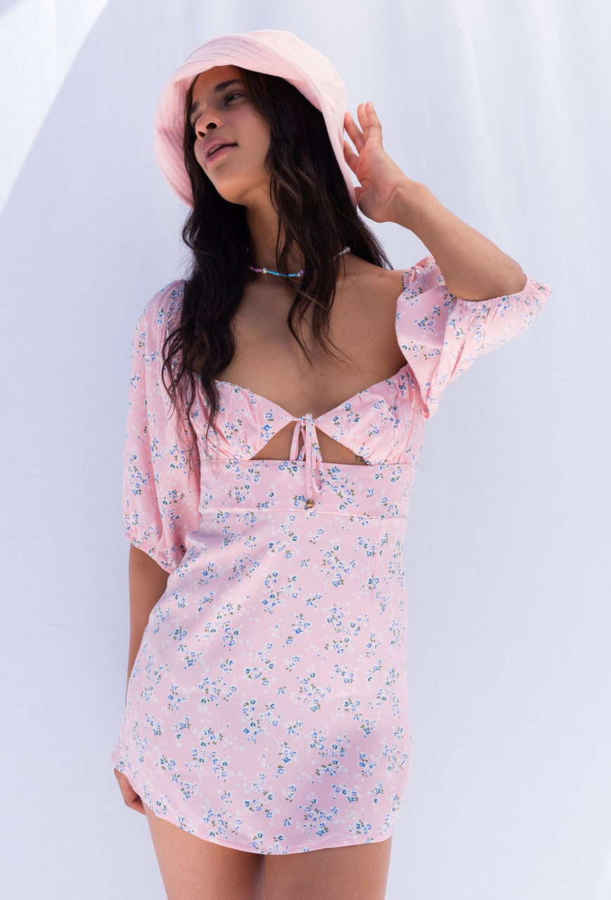 CALIstyle From The Heart Cut Out Mini Dress In Pink Floral | Shop Resurrection CALIstyle From The Heart Cut Out Mini Dress In Pink Floral | Shop Resurrection