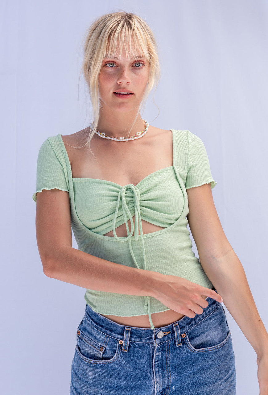 Honey Dew  Ruched Top In Mint