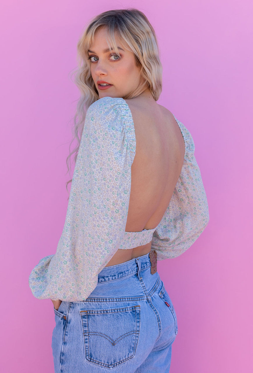  CALIstyle Backstage Top In Mint/Lavender Floral 