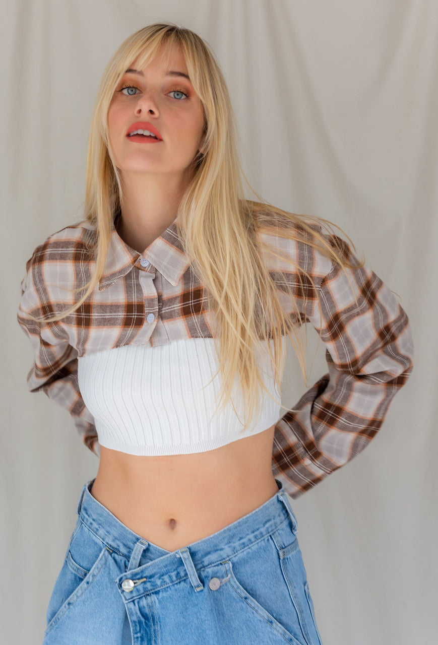 All Work No Play Flannel Crop Top 