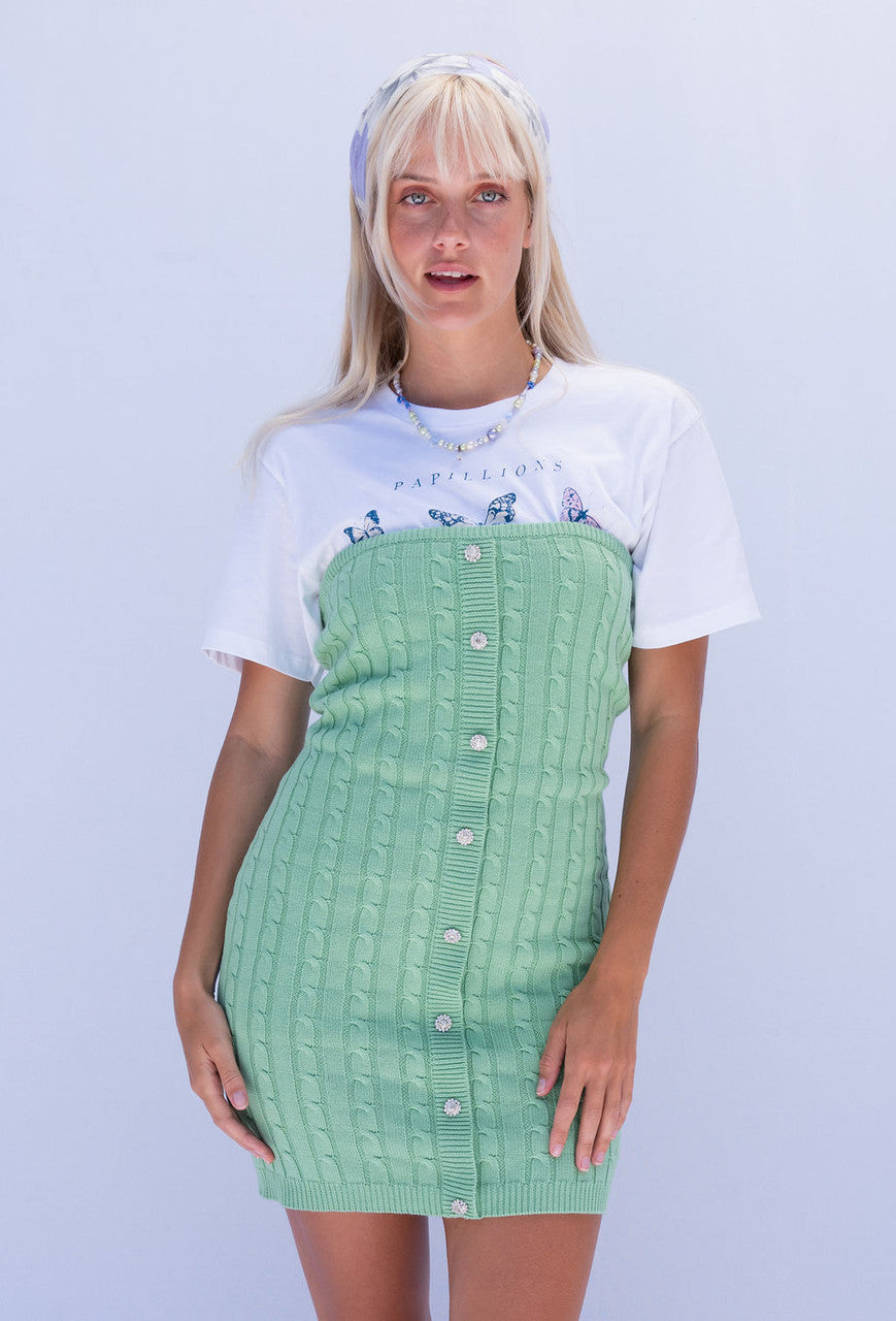 CALIstyle Kiwi Knit Cable Knit Tube Dress In Mint Green | Shop Resurrection CALIstyle Kiwi Knit Cable Knit Tube Dress In Mint Green | Shop Resurrection
